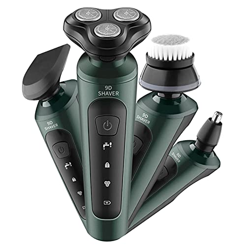 Mens Electric Shaver Washable Razor Multifunctional Beard Trimmer Rotary Shaver Cordless Sideburn Trimmer Nose Trimmer Facial Cleasing Brush Wet Dry Shaver Waterproof USB Rechargeable 4 in 1 (4 in 1)