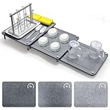 3 Stück Niststein Abtropfmatte, Wasserabsorbierend Abtropfmatte Geschirr, Quick Dry Stone Mat Kitchen mit rutschfesten Füßen, Umweltfreundliche Kieselgurmatte für Geschirr, Flaschen, Tassen-Grau