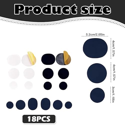 Image of 18 Pcs Self-Adhesive Shoe Repair Patches for Quick Fixing, Shoe Glue Sole Repair, Fabric for Sneakers and Boots(Black White Blue)
