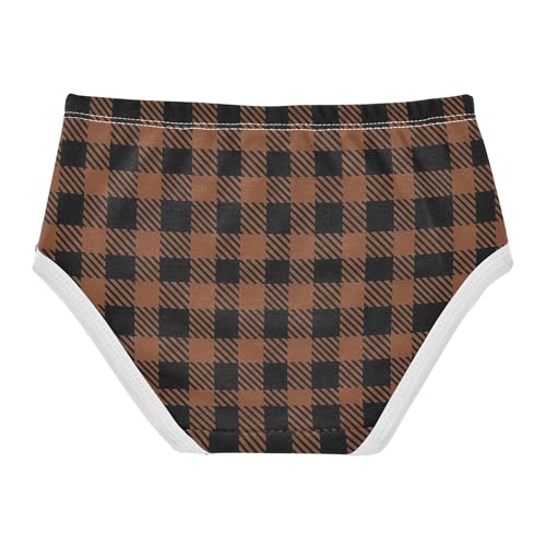 Girls Underwear Toddlers 2t Cotton Panties for Girl Print Briefs Kids Undies Classic Buffalo Plaid Black Brown2
