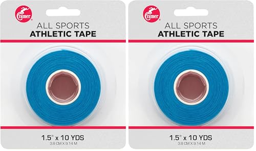 Image of Cramer Team Color Athletic Tape, Easy Tear Tape for Ankle, Wrist, & Injury Taping, Protect & Prevent Injuries, Promote Healing, 1.5 inch X 10 Yard Roll, Colored AT Tape, Blue, Single roll (Pack of 2)