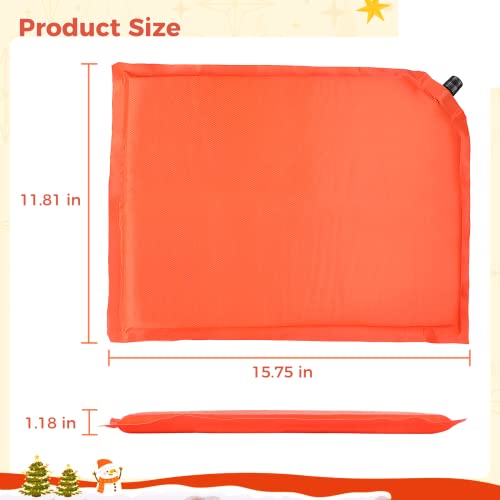 Self-inflating Seat Cushion, Comfortable Memory Foam Chair Pad, Lightweight Portable Travel Stadium Seat Pad, 15.8 x 11.8 x 1.2in Seat Mat for Home Office Travel Car, Non-Slip Sitting Cushion, Orange