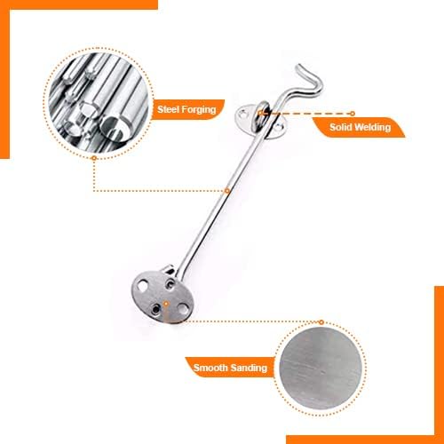 Mgoodoo 10'' Hook and Eye Latch, 2PCS Stainless Steel Barn Door Latches Locks for Cabin Garage Shed Gate Catches Window Door Silent Holder