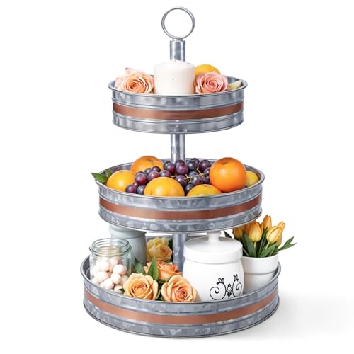 Plexon 3 Tiered Tray Stand with Copper Trim