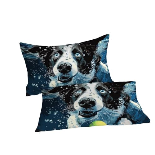 Parure de couette Border Collie fermeture éclair microfibre durable