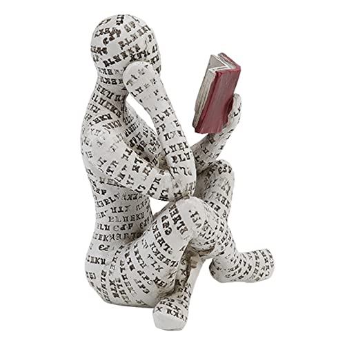 TOPINCN Girl Reading Figurine, Resin Figurine Innovative Lady Reading Pulp Molding Bookshelf Ornaments - Image 2