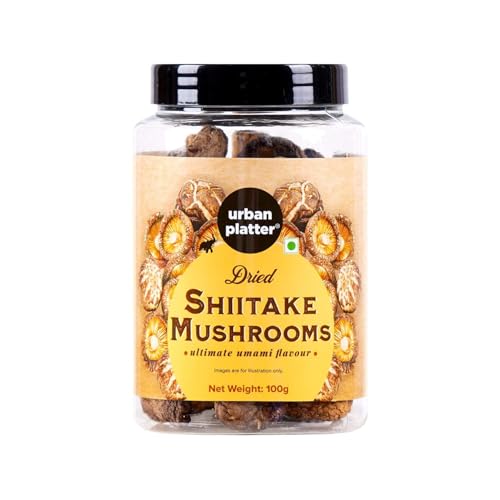 Urban Platter Dried Shiitake Mushrooms | Quick to Rehydrate, Soft & Meaty Texture | Rich Umami Flavor for Soups, Ramen, Stir-Fries & Broths | No Additives, Non-GMO | 3.53 Oz (100g)