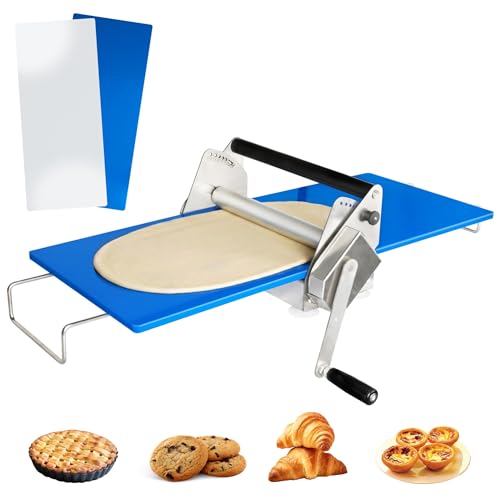 Dough Sheeter Machine (12") with 2 Sheeter Boards, Manual Dough Roller Machine, 0.2-17.5mm Adjustable Thickness, Stainless Steel for Pizza, Puff Pastry Dough, Croissant - Home & Commercial Baking