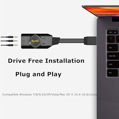 Image of Virtual 7.1 Channel External USB Sound Card Audio Adapter for Gaming Console, Laptop, PC I LED Indicators I Both Single Jack and Dual Jack Headset Connection I Volume Adjust I Play and Plug
