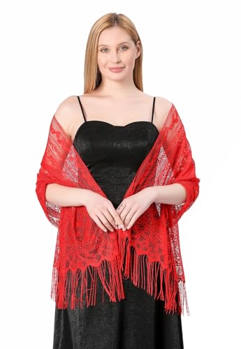Women's Lace Scarf Shawls For Wedding Soft Lightweight Fringe Stole Wraps For Bride Bridesmaid Shawl2
