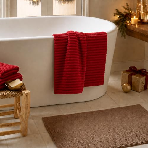NALIVO Oversized Bath Sheets 40x80 Inches Extra Large Bath Towels for Adults Super Soft Quick Dry Highly Absobent Microfiber Shower Towels for Bathroom, Pool, Gym, Yoga Towel (Red, 2Piece) — view 2