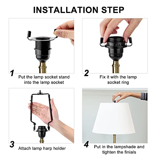 Acbungji Lamp Shade Harp Holder For Floor And Table Lamps Support Bracket E26 E27 E14 Light Base Adjustable Height 7 To 10 Inch Detachable Heavy Duty Table Lamp Harp And Finial Set Brass (Black) #TOP4