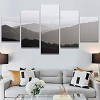 SIGNWIN 5 Panel Canvas Wall Art Foggy Scenery for Home Decorations Ready to Hang - 60