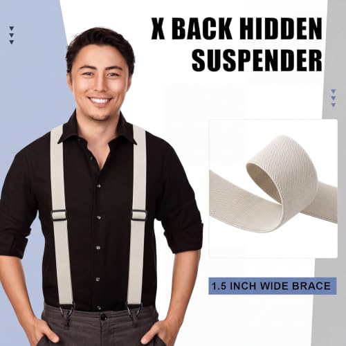 Image of Janmercy 2 Pcs X Back Hidden Suspenders for Men