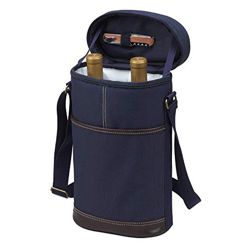 Picnic at Ascot Personalized Insulated 2 Bottle Travel Wine Tote with Corkscrew & Shoulder Strap -Designed & Assembled in The USA