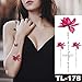 Produktbild adgkitb 4 stücke Dunkelrosa Einfache Linie Text Gefälschte Temporäre Tätowierung Aufkleber Rose Blumen Arm Schulter Tattoo Wasserdicht Frauen 01-TL178 19X9 cm