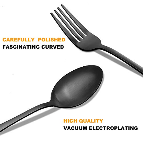 40 Pieces Matte Black Silverware Set Serve for 8, Stainless Steel Flatware Set Utensils Cutlery Tableware Set Including Steak Knife Fork and Spoon, Gift Package for Wedding Housewarming