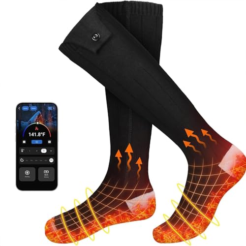 Chaussettes Chauffantes, 5000mAh Chaussette Chauffante USB Rechargeable Électrique pour Hommes...
