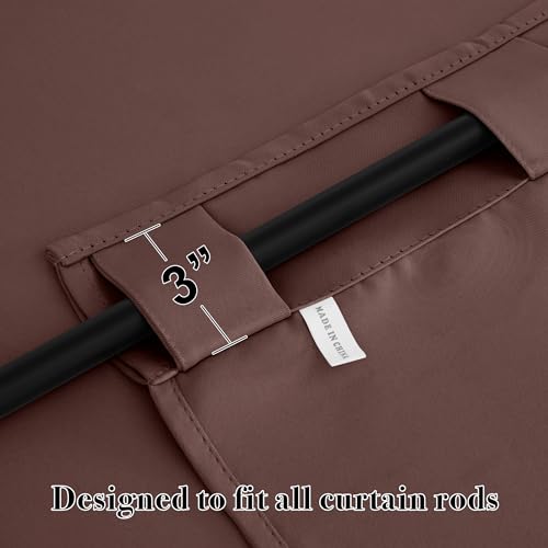 Image of RYB HOME Blackout Curtains for Bedroom, Windows Shades Thermal Insulating Privacy Drapes for Living Room Classroom Bathroom Dining, Wide 42 x Long 45 inch, Chocolate Brown, 2 Panels