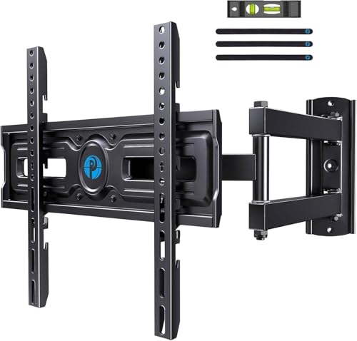 Pipishell Full Motion TV Wall Mount for Most 26-65 inch Flat & Curved TVs up to 77 lbs, Adjustable Bracket Height, Corner TV Mount with Single Articulating Arm, Max VESA 400x400mm, PIMF9
