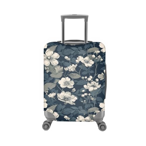 Protege valises réutilisable lavable fleur blanche élastique spandex L
