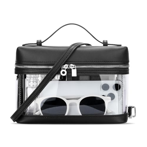 KKXIU Clear Crossbody Bags for Women Stadium Approved Vegan Leather Transparent Purses for Concerts Sports