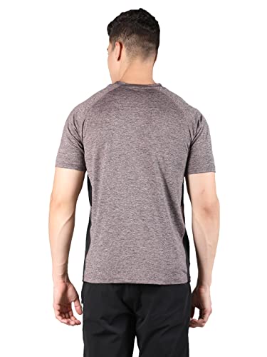 Image of CHKOKKO Men's Round Neck Gym Sports T-Shirt Light Brown Size L