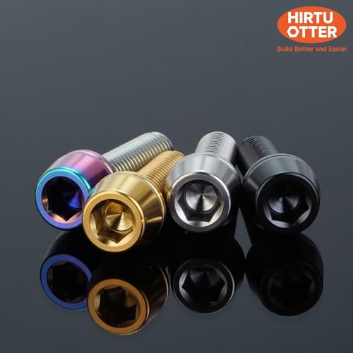 Image of 6 pcs M5 x 16 Titanium Allen Hex Bolts with Washer Screws & Wrench, for Bicycle Stems /Bike Handlebars /Brake Systems /Motorcycles /Camping Gear, Tapered Head Anti-Corrosion Fasteners(Rainbow)