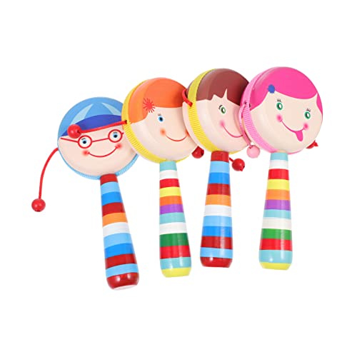 PHENOFICE 4個 ガラガラ キッズハンドベル 子供の 子供向けのおもちゃ toys rhythm 手作りおもちゃ 赤ちゃんの木のおもちゃ 早期 赤ちゃんの 手作り遊具
