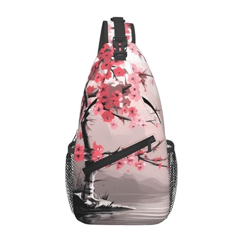Sac à bandoulière zen bambou pour homme et femme, sacoche poitrine spacieuse noire