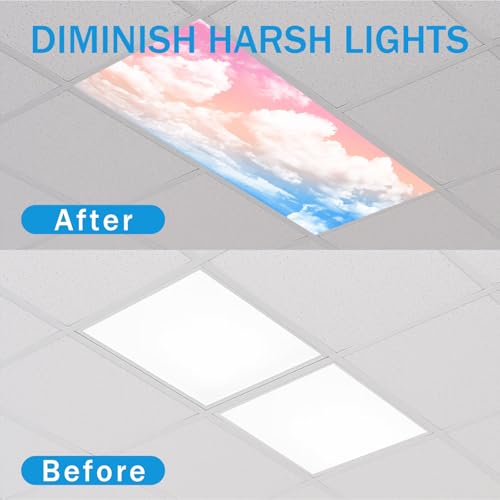 Image of 8 Pcs Fluorescent Light Covers with 80 Magnets Decorative for Classroom Ceiling Light 4 x 2 Feet Magnetic Light Covers Filter Easy Install for Office Hospitals & Home Drop Ceiling Supplies