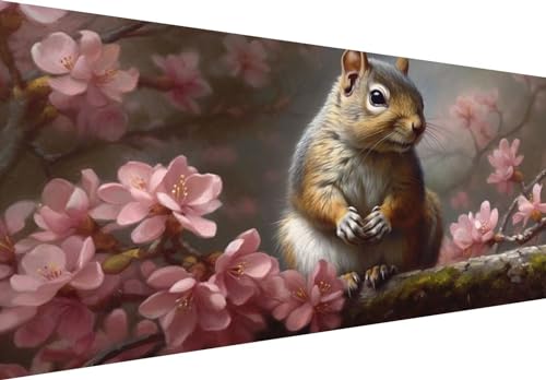 5D Diamond Painting Grande 200x100cm Paysage d'écureuil et fleurs pour adulte et enfant