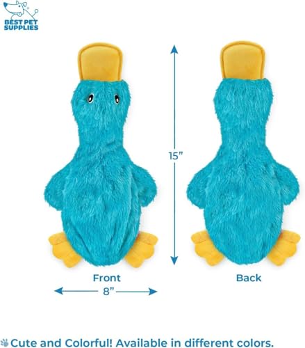 Image of Best Pet Supplies Squeaky Dog Toys with Soft Durable Fabric for Small, Medium and Large Pets Interactive Toy for Indoor Play, Supports Active Biting and Play - Crinkle Duck (Light Green & Turquoise)