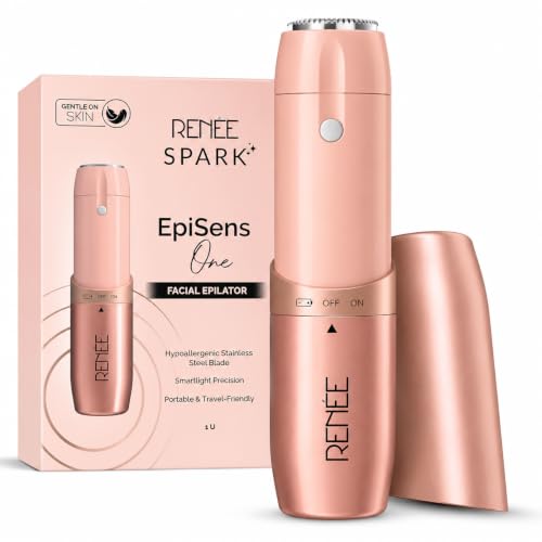 Image of RENEE Spark EpiSense One Facial Hair Remover | Cheeks, Upper Lip & Chin, Gentle On Skin | With Hypoallergenic Stainless Steel Blade & Smartlight Precision | For Women | 1 Unit