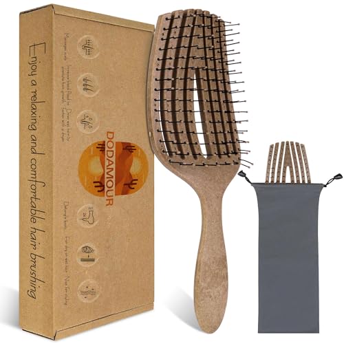 DODAMOUR Brosse à cheveux démêlante, brosse à palette ventilée pour le brushing et le soin du cuir chevelu, compacte et portable avec dents en nylon, idéale pour les cheveux humides et secs, convient