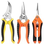 EWPJDK 3 Pack Garden Pruning Shears, Stainless Steel Shears, Gardening Shears, Scissors, Garden Clippers, Pruning Snips, Pruning Shears for Gardening Tools