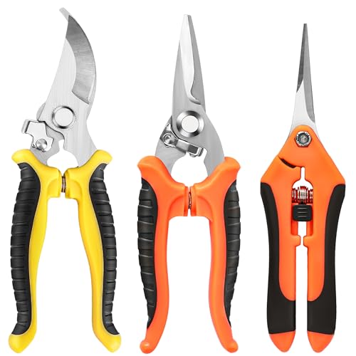 EWPJDK 3 Pack Garden Pruning Shears Scissors Clippers Stainless Steel