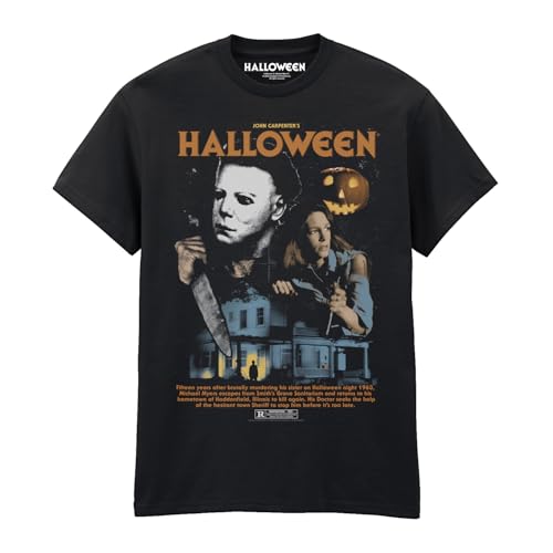 Official Halloween (1978) Movie T-Shirt Classic Michael Myers Retro Horror Tee | Unisex Adults (UK Alpha XL Regular Regular) Black
