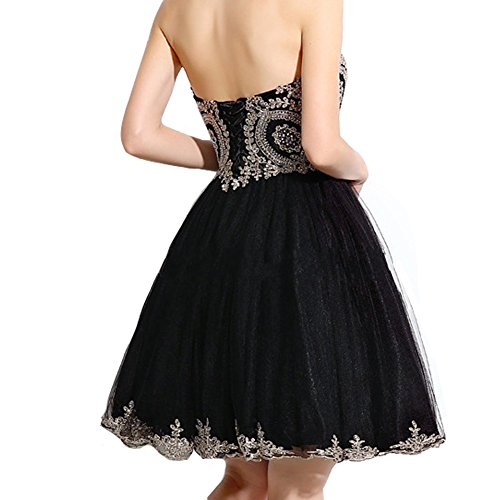 Kivary ® Gold Lace Crystals Short Tulle Corset Prom Homecoming Cocktail Dresses3