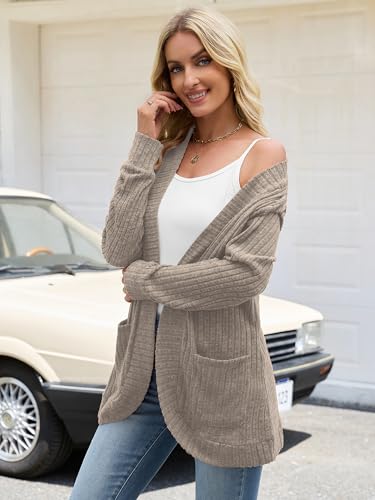 Image of Heymoments Knitted Open Front Cardigan for Women Long Sleeve Causal Bolero Lightweight Sweaters