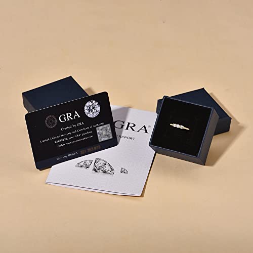 Round Cut Moissanite Wedding Band for Women, Brilliant D Color VVS1 Clarity Classic Lab Created Diamond Solitaire Ring 18K White Yellow Rose Gold Vermeil 4 Claw Knife Edge Moissanite Rings (5, 18K Yellow Gold Plated with GRA) - Image 7