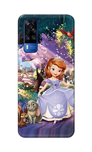 Image of PRINTFIDAA Cartoon Little Girl with Crown and Pet Animals Printed Designer Hard Case for Vivo Y51 / Vivo Y51A Back Cover -(e) RPM1008