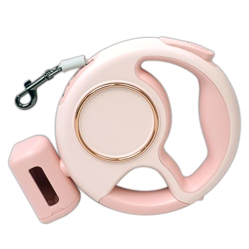 DOGPET 犬 リード 伸縮 リード 【 LEDライト うんち袋 係留フック 】 3点万能タイプ 長さ3M 小型犬から中型犬(15キロ)まで対応 ピンク