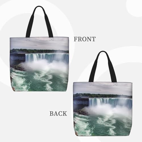 Niagara Falls Large Tote Bag Portable Shopping Handbags With Zipper Inner Pocket Reusable Waterproof Beach Grocery Bag For Women Shopping Travel Work3