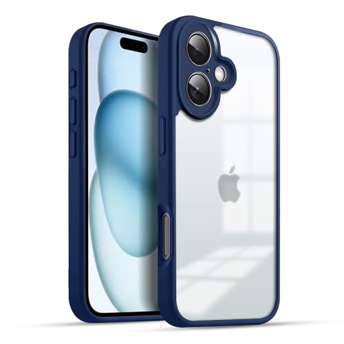 Image of KARWANBack Cover |Shockproof Bumper Case | Full Camera Protection | Raised Edges | Super Soft Side TPU | Bumper Case for iPhone 16 - Blue