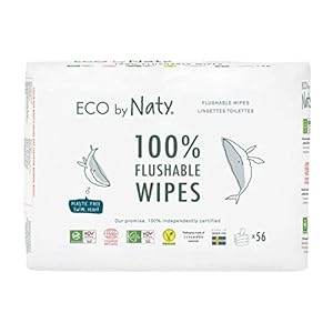 Eco by Naty Doorspoelbare Billendoekjes – Composteerbare en plantaardige doekjes, chemicaliënvrije en hypoallergene…