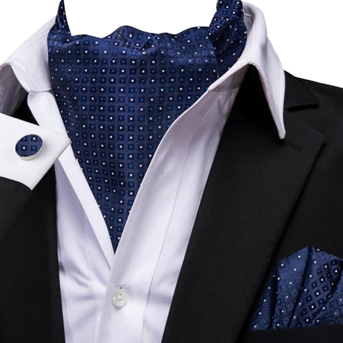 Image of Dubulle Paisley Floral Ascot for Men Self Tie Mens Cravat and Pocket Square Cufflinks Wedding