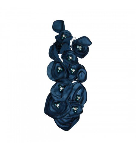Blue Silk Flowers Wreath Clip Updo Wedding Hair Piece
