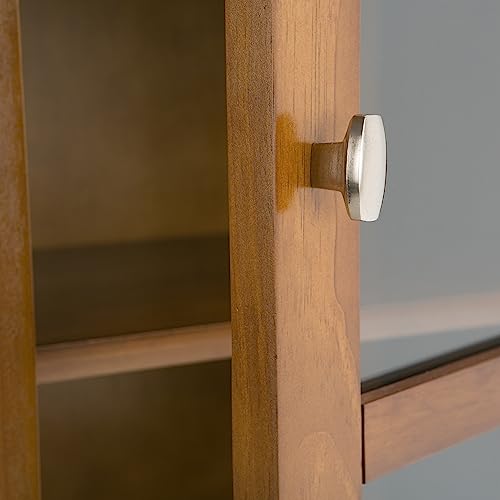 Simplihome AXCRWSH29-LGB Warm Shaker Solid Wood 23 Inch Wide Transitional High Storage Wine Rack Cabinet In Light Golden Brown thumb #9