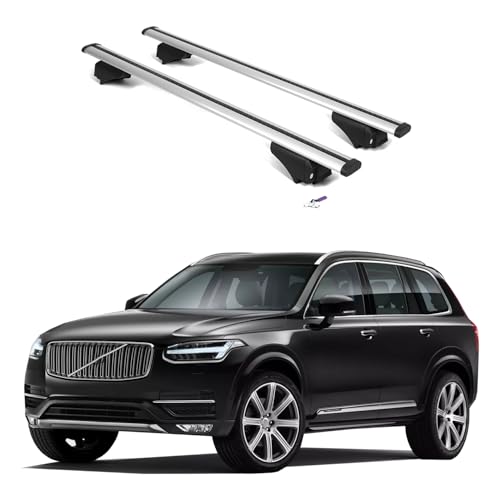 ERKUL Roof Rack Cross Bars for Volvo XC90 2016-2026 | Aluminum Crossbars with Anti Theft Lock for Rooftop | Compatible with Flush Rails - Silver